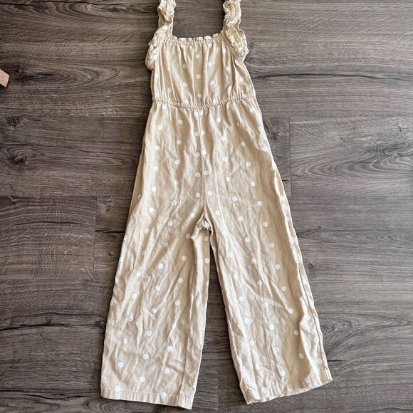 Old Navy Ruffle-Trim Linen-Blend Jumpsuit for Girls size S (6-7) - Picture 1 of 6